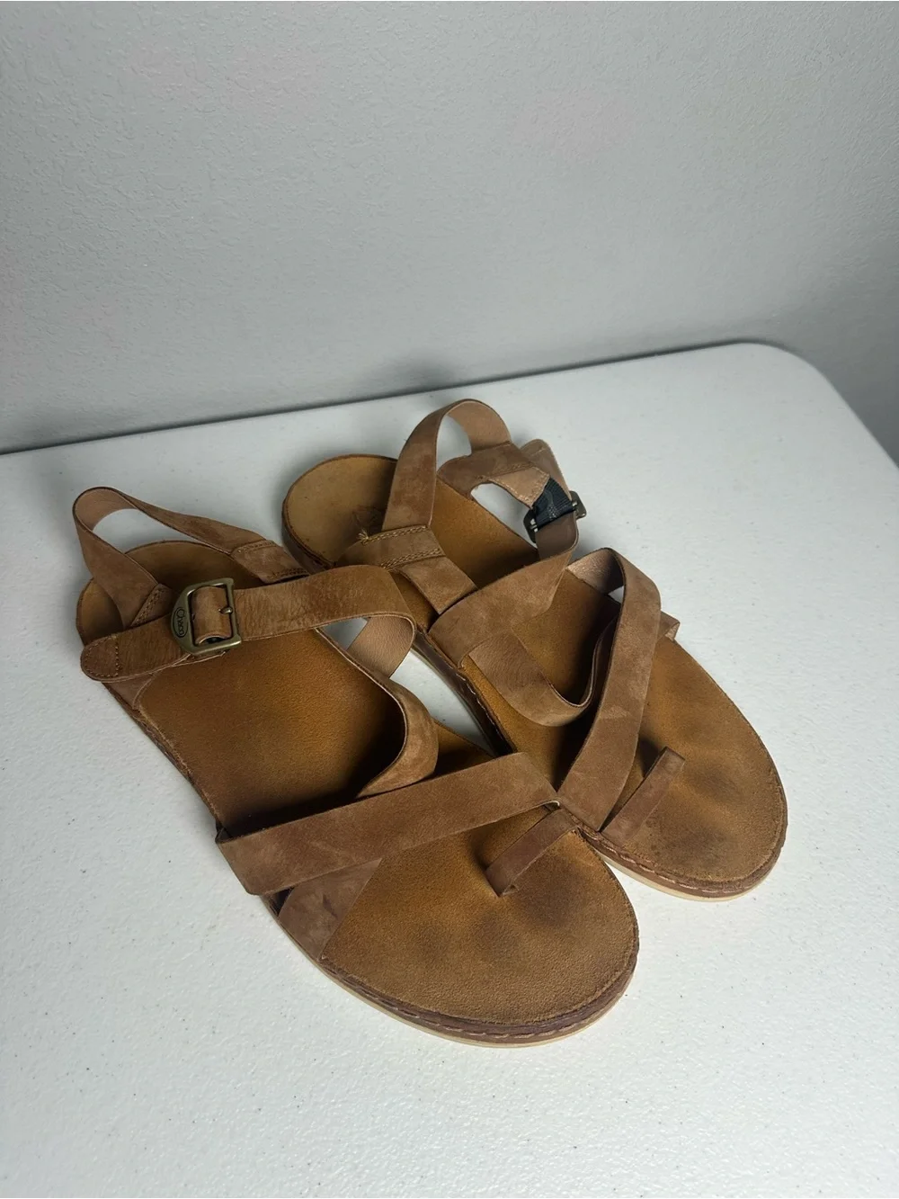 Chaco Tan Suede Cross-Strap Women’s Sandals